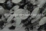 CRU12 15.5 inches 9*12mm faceted oval black rutilated quartz beads