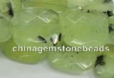 CRU121 15.5 inches 25*25mm faceted square green rutilated quartz beads