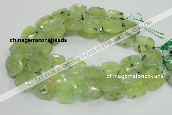 CRU121 15.5 inches 25*25mm faceted square green rutilated quartz beads