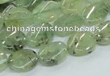 CRU122 15.5 inches 10*14mm twisted oval green rutilated quartz beads