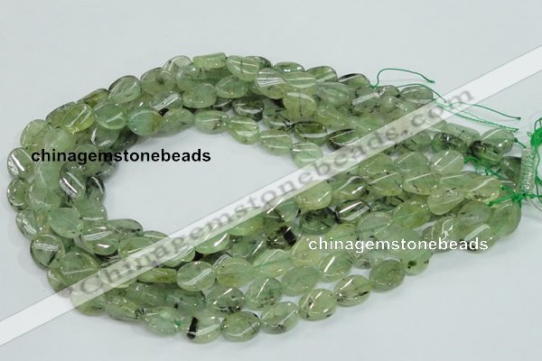 CRU122 15.5 inches 10*14mm twisted oval green rutilated quartz beads