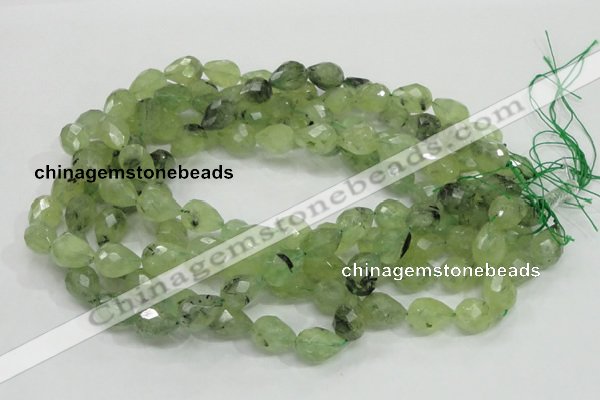 CRU125 15.5 inches 11*16mm faceted teardrop green rutilated quartz beads