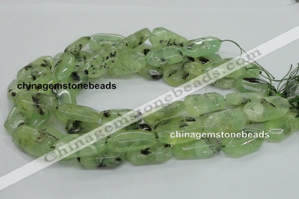 CRU128 15.5 inches 17*33mm faceted rectangle green rutilated quartz beads