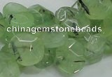 CRU130 15.5 inches 11*13mm faceted freeform green rutilated quartz beads