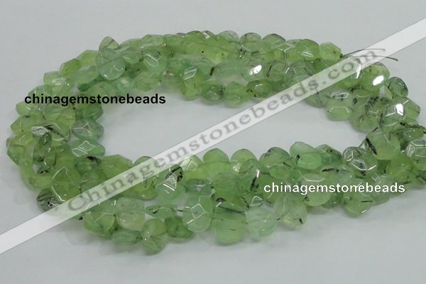 CRU130 15.5 inches 11*13mm faceted freeform green rutilated quartz beads