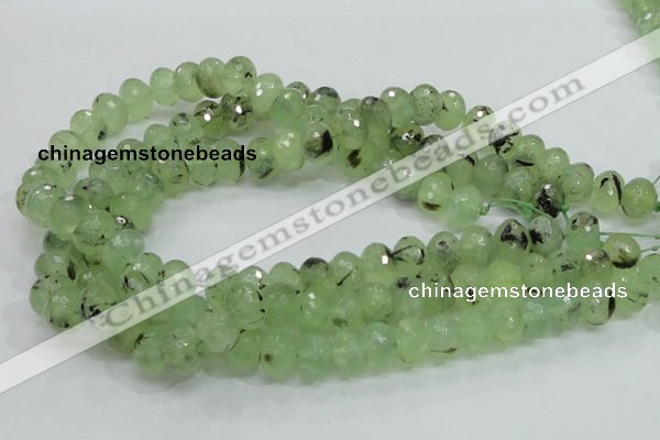 CRU132 15.5 inches 10*14mm faceted rondelle green rutilated quartz beads