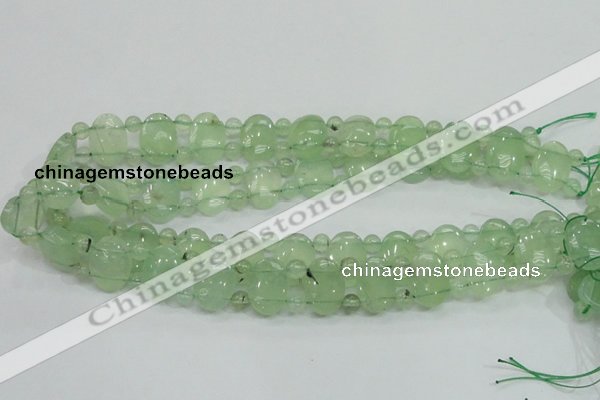 CRU135 13*18mm oval & round double drilled green rutilated quartz beads