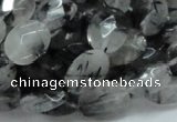 CRU14 15.5 inches 11*14mm faceted oval black rutilated quartz beads