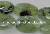 CRU140 15.5 inches 20*30mm faceted oval green rutilated quartz beads