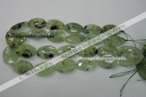 CRU140 15.5 inches 20*30mm faceted oval green rutilated quartz beads