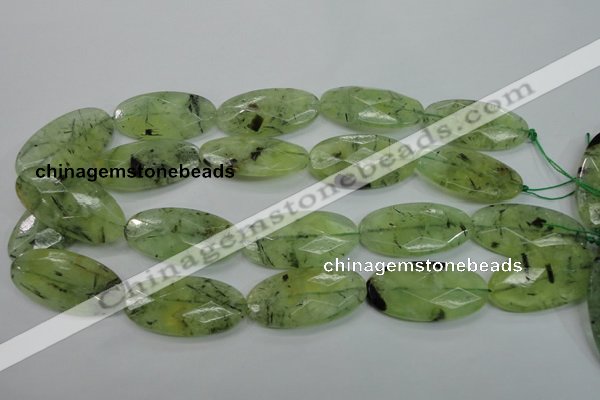 CRU141 15.5 inches 20*40mm faceted oval green rutilated quartz beads