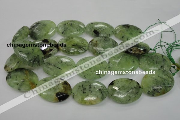 CRU142 15.5 inches 30*40mm faceted oval green rutilated quartz beads