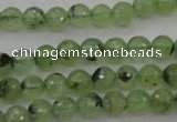 CRU152 15.5 inches 8mm faceted round green rutilated quartz beads