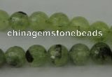 CRU153 15.5 inches 10mm faceted round green rutilated quartz beads