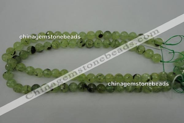 CRU153 15.5 inches 10mm faceted round green rutilated quartz beads