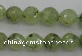 CRU154 15.5 inches 12mm faceted round green rutilated quartz beads
