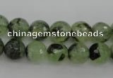 CRU155 15.5 inches 10mm faceted round green rutilated quartz beads