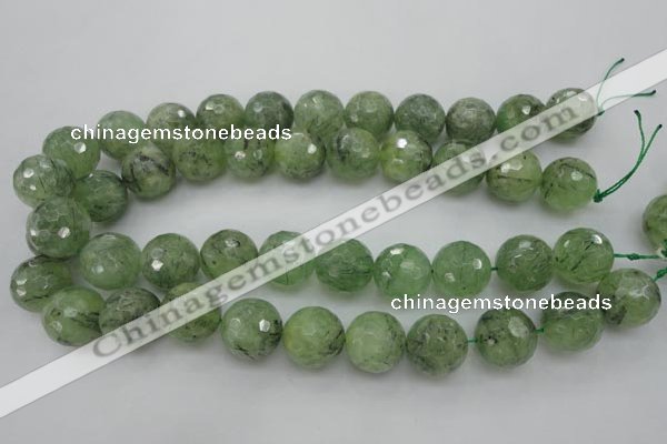 CRU159 15.5 inches 18mm faceted round green rutilated quartz beads