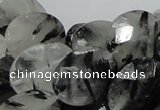 CRU16 15.5 inches 15*20mm faceted oval black rutilated quartz beads