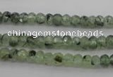 CRU161 15.5 inches 4*6mm faceted rondelle green rutilated quartz beads