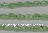 CRU170 15.5 inches 6*10mm faceted teardrop green rutilated quartz beads