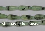 CRU172 15.5 inches 6*16mm faceted teardrop green rutilated quartz beads