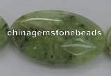 CRU192 15.5 inches 30*50mm faceted oval green rutilated quartz beads