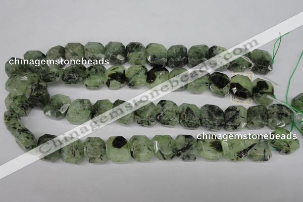 CRU194 Top-drilled 15*17mm faceted rectangle green rutilated quartz beads