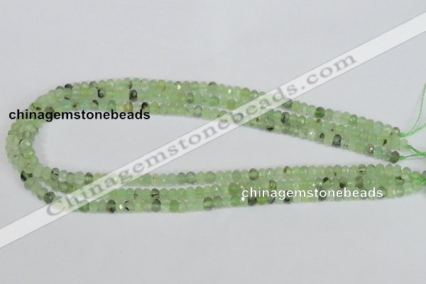 CRU205 15.5 inches 4*6mm faceted rondelle green rutilated quartz beads