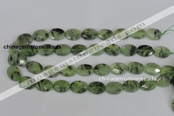 CRU208 15.5 inches 15*20mm faceted oval green rutilated quartz beads