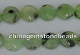 CRU210 15 inches 12mm faceted coin green rutilated quartz beads