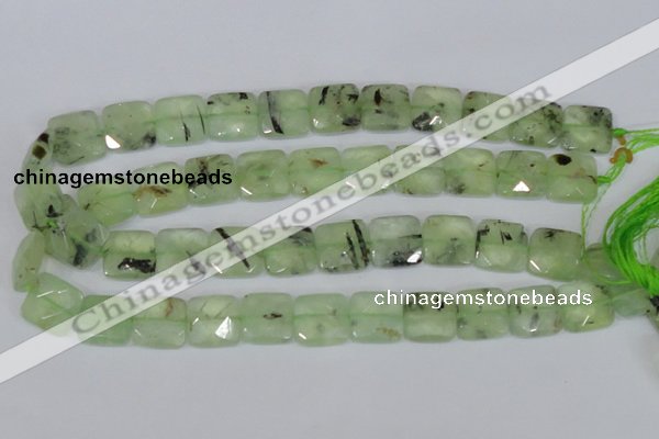 CRU213 15 inches 16*16mm faceted square green rutilated quartz beads