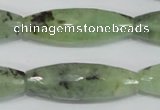 CRU214 15 inches 12*36mm faceted rice green rutilated quartz beads