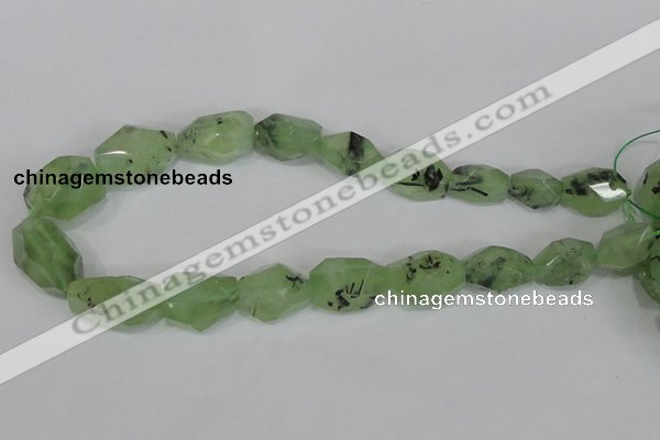 CRU217 12*20mm – 18*25 faceted nuggets green rutilated quartz beads