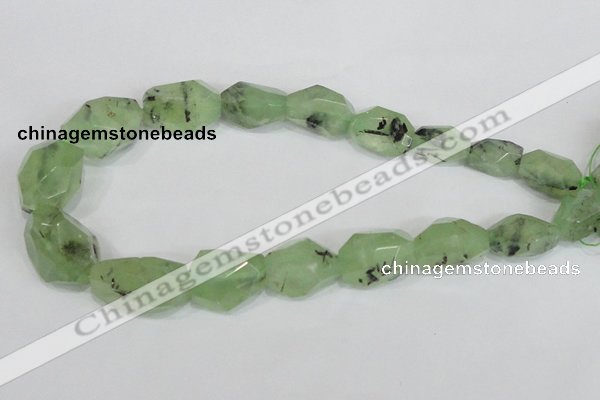 CRU218 15*20mm – 18*25 faceted nuggets green rutilated quartz beads