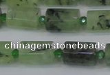 CRU220 15.5 inches 10*15mm faceted tube green rutilated quartz beads