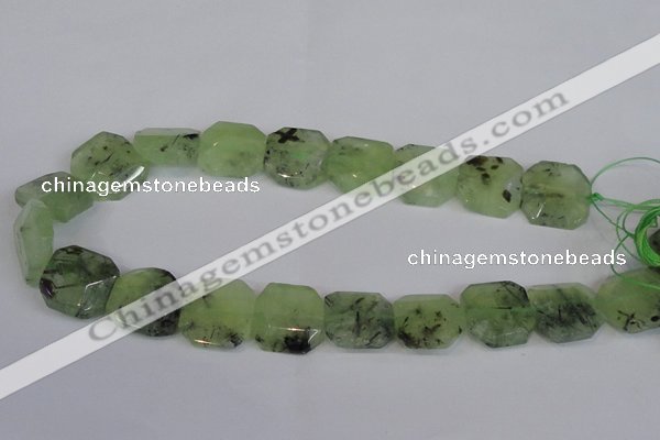 CRU223 15.5 inches 20*20mm freeform green rutilated quartz beads