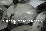 CRU23 15.5 inches 22*30mm faceted freeform black rutilated quartz beads