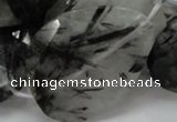 CRU24 15.5 inches 30*40mm faceted freeform black rutilated quartz beads