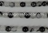 CRU302 15.5 inches 6mm round black rutilated quartz beads