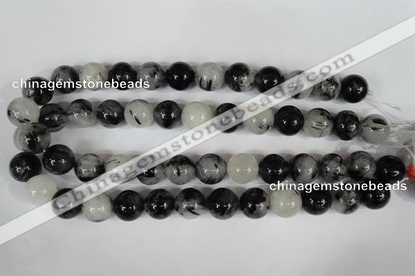 CRU307 15.5 inches 16mm round black rutilated quartz beads