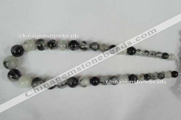 CRU321 15.5 inches 8mm - 16mm round black rutilated quartz beads