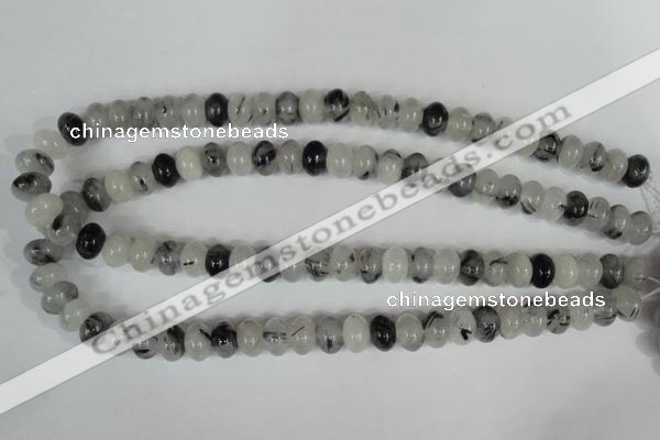 CRU325 15.5 inches 8*12mm rondelle black rutilated quartz beads