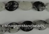 CRU331 15.5 inches 10*14mm oval black rutilated quartz beads