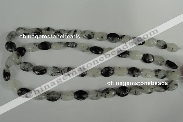 CRU331 15.5 inches 10*14mm oval black rutilated quartz beads