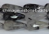 CRU350 15.5 inches 12*25mm faceted teardrop black rutilated quartz beads