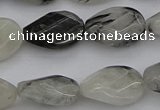 CRU354 13*18mm twisted & faceted oval black rutilated quartz beads