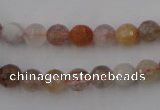 CRU402 15.5 inches 8mm faceted round Multicolor rutilated quartz beads