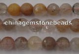 CRU403 15.5 inches 10mm faceted round Multicolor rutilated quartz beads