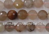 CRU404 15.5 inches 12mm faceted round Multicolor rutilated quartz beads